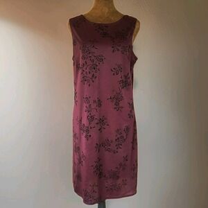Vintage DBY Y2K Dress Dark Burgandy Velvet Floral Whimsigoth Size 11/12 Midi‎